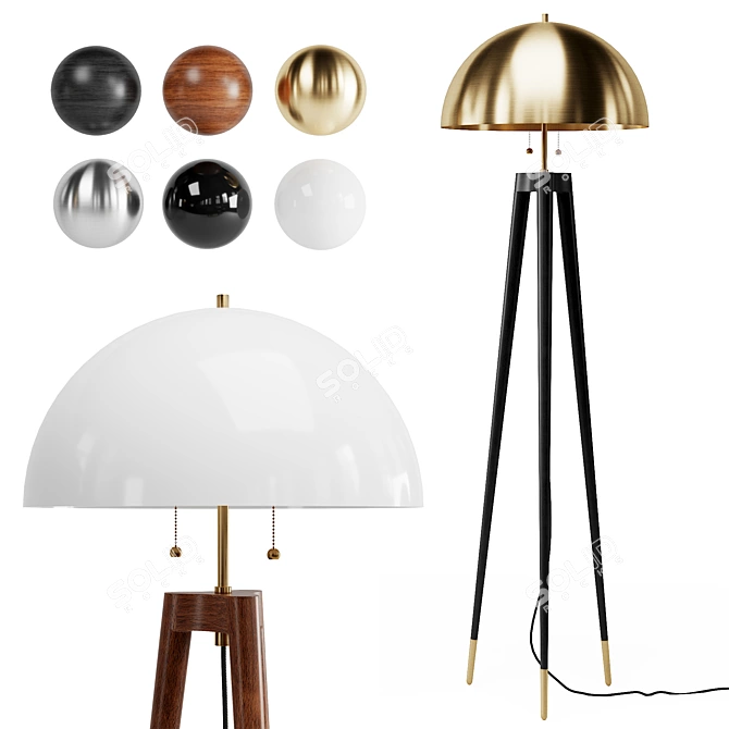 Fife Tripod Floor Lamp: Unparalleled Design + 7 Materials 3D model image 1