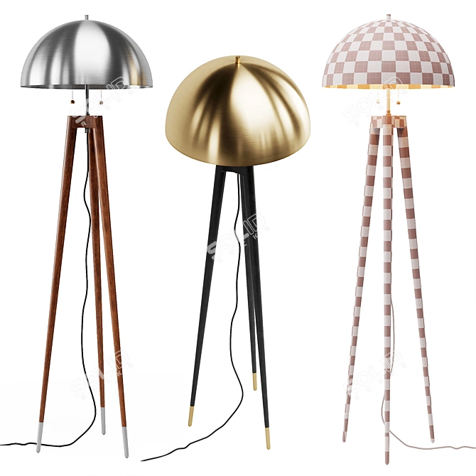 Fife Tripod Floor Lamp: Unparalleled Design + 7 Materials 3D model image 4