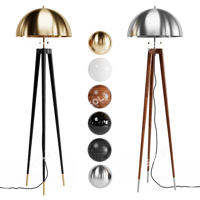 Fife Tripod Floor Lamp: Unparalleled Design + 7 Materials 3D model image 6