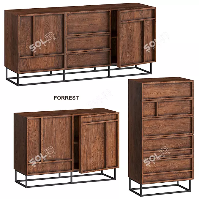 FORREST Dark Wood Chest of Drawers from WOOOD 3D model image 1