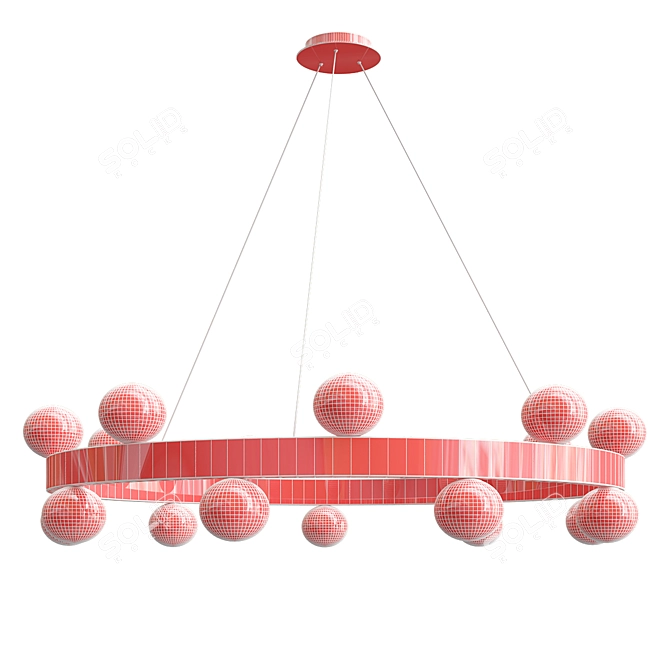 Elegant Frosted Glass Ball Chandelier 3D model image 3