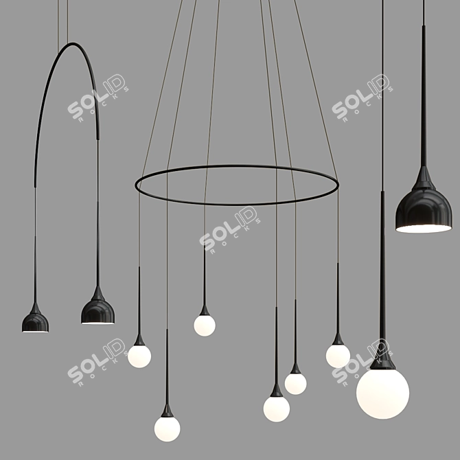 Elegant LED Pendant Lamp TULIPANO Collection 3D model image 2