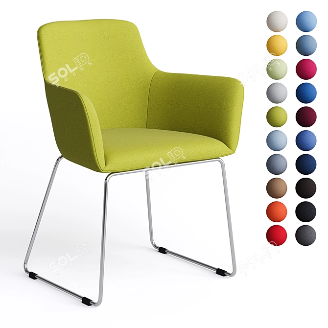 Minimalist Office Chair: City by Quadrifoglio with Chrome Legs 3D model image 1