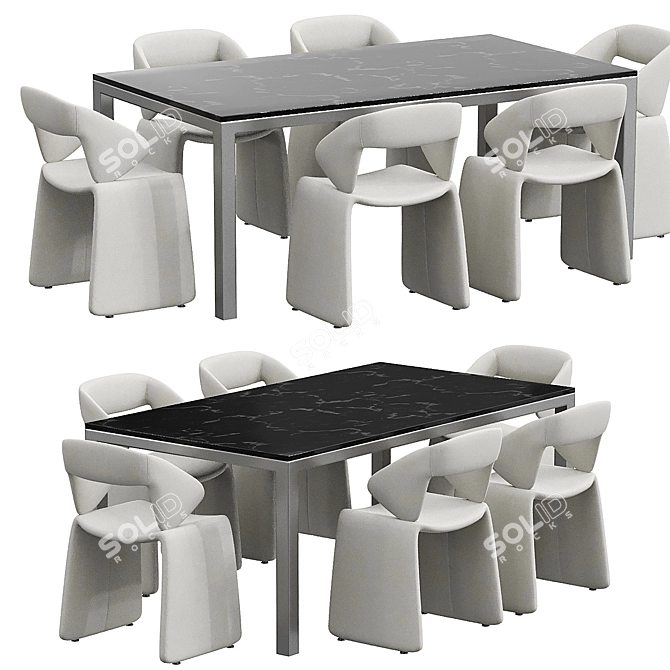 Sleek Suit Table Chair Set 3D model image 1