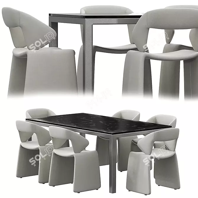 Sleek Suit Table Chair Set 3D model image 3