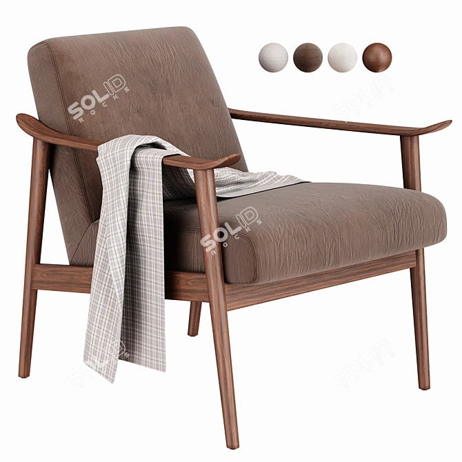 Vintage Mid Century Show Wood Chair (2013) 3D model image 1