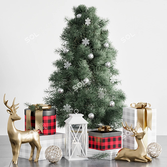 Festive Christmas Ornament - Elegant Design 3D model image 1