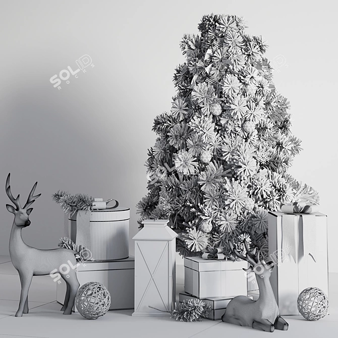 Festive Christmas Ornament - Elegant Design 3D model image 4