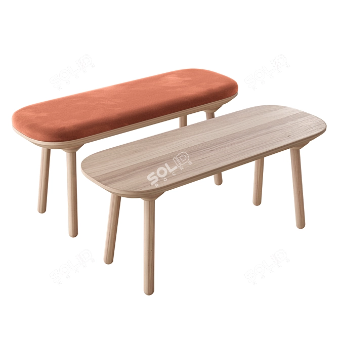 Naïve Wooden Bench: Strong and Visually Appealing 3D model image 1