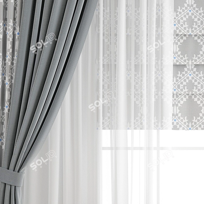 Polygonal Curtain Model - High Quality, 3D Max, OBJ, Texture 3D model image 5