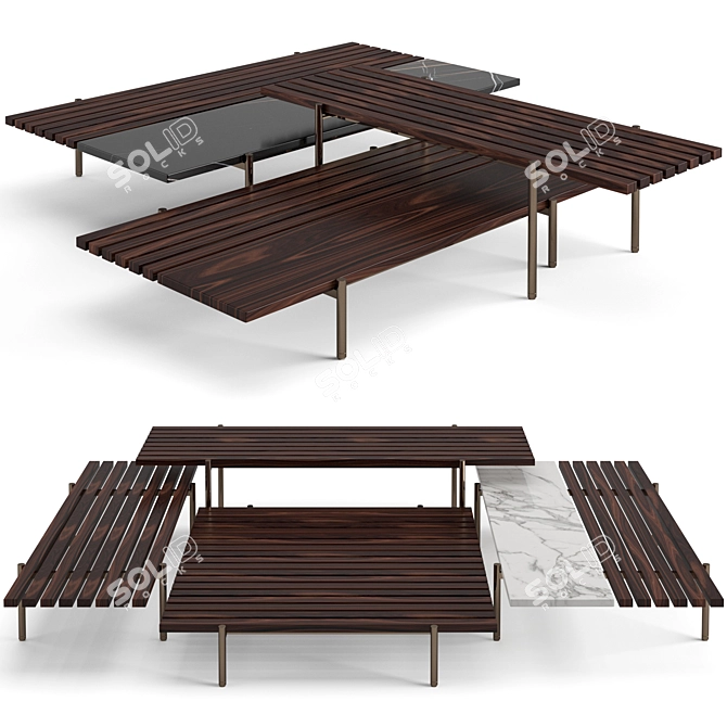 Minotti Superquadra Coffee Tables Set 3D model image 1