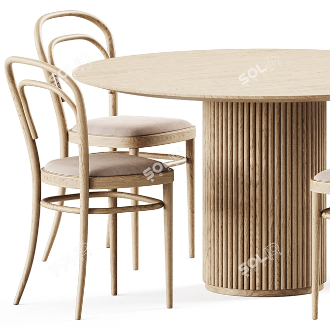 Royal Wood Table & Chair 3D model image 2