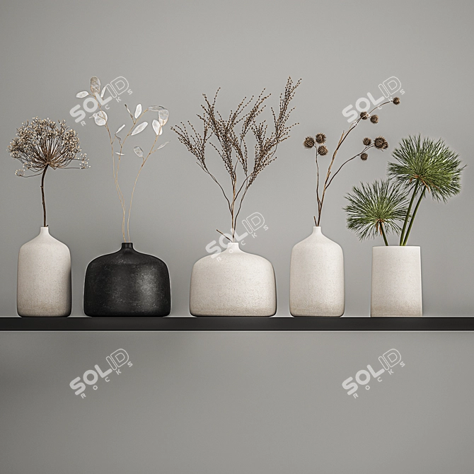 Dried Flower Vase Set 3D model image 2