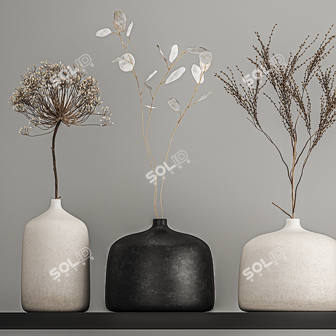Dried Flower Vase Set 3D model image 6