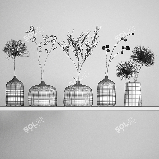 Dried Flower Vase Set 3D model image 7