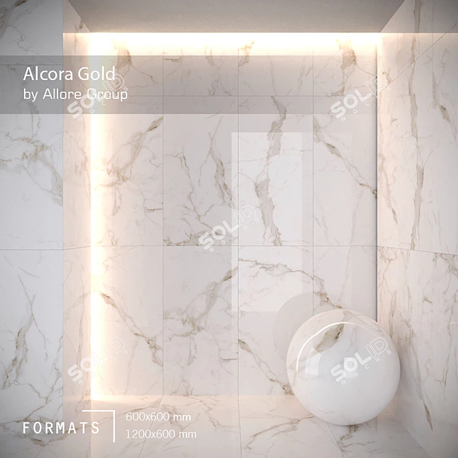 Alcora Gold Glossy Floor/Wall Tile 3D model image 1