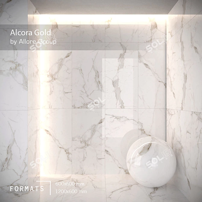 Alcora Gold Glossy Floor/Wall Tile 3D model image 4