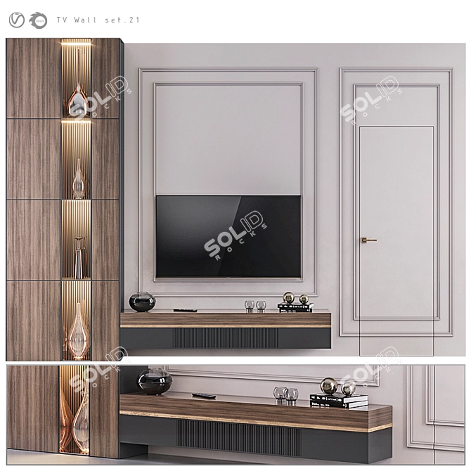 Sleek TV Wall Set 21: V-Ray & Corona 3D model image 1