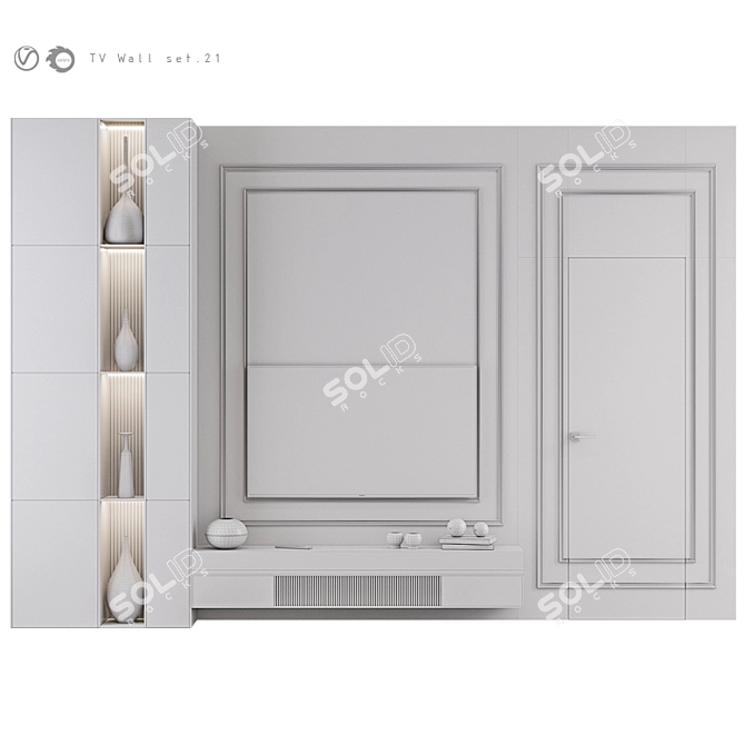 Sleek TV Wall Set 21: V-Ray & Corona 3D model image 4