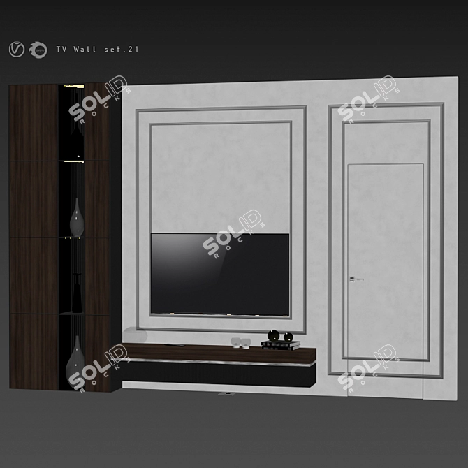 Sleek TV Wall Set 21: V-Ray & Corona 3D model image 5