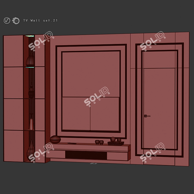 Sleek TV Wall Set 21: V-Ray & Corona 3D model image 6
