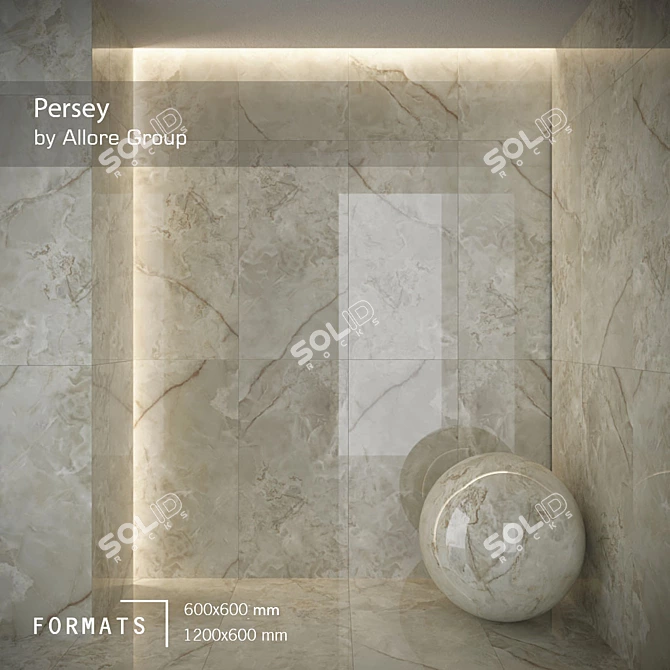 Persey Khaki Glossy Floor/Wall Tile 3D model image 1