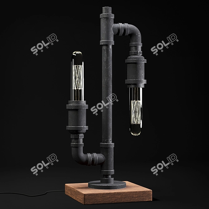 Industrial Pipe Light Fixture 3D model image 2