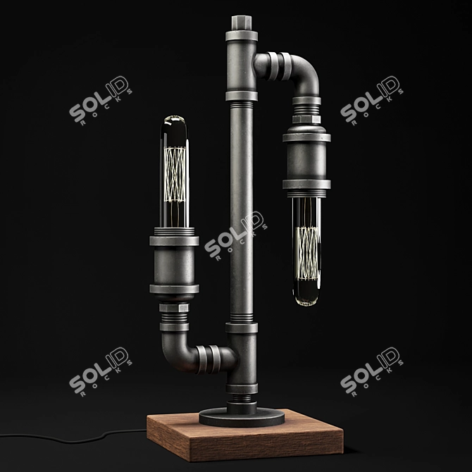 Industrial Pipe Light Fixture 3D model image 3