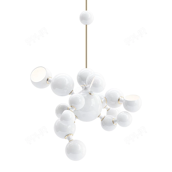 Atomic Suspension: Elegant White Chandelier 3D model image 1