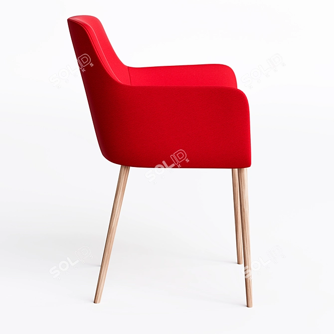 City Office Chair: Fabric & Wood Legs 3D model image 3