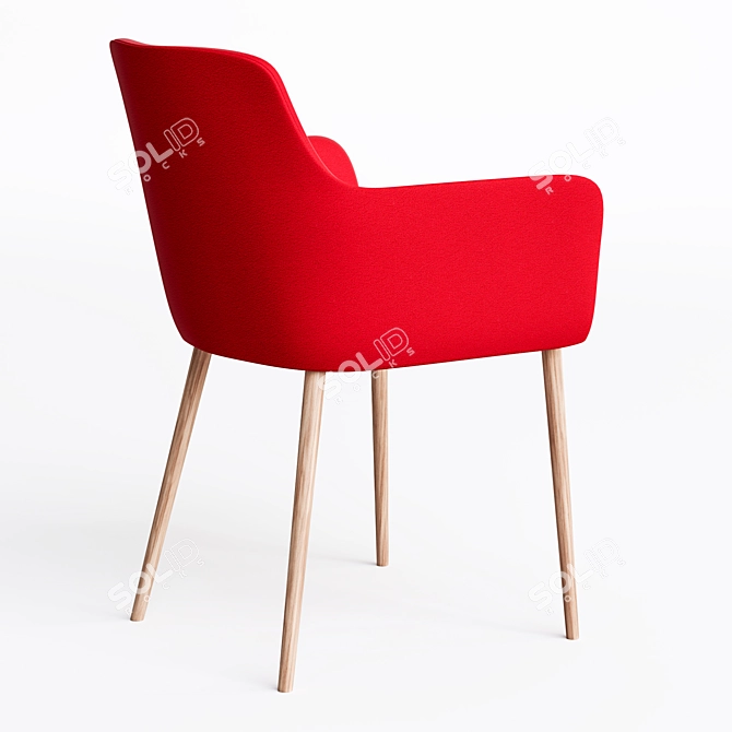 City Office Chair: Fabric & Wood Legs 3D model image 4