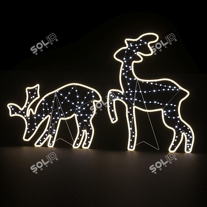  Illuminated LED Deer Figures 3D model image 2