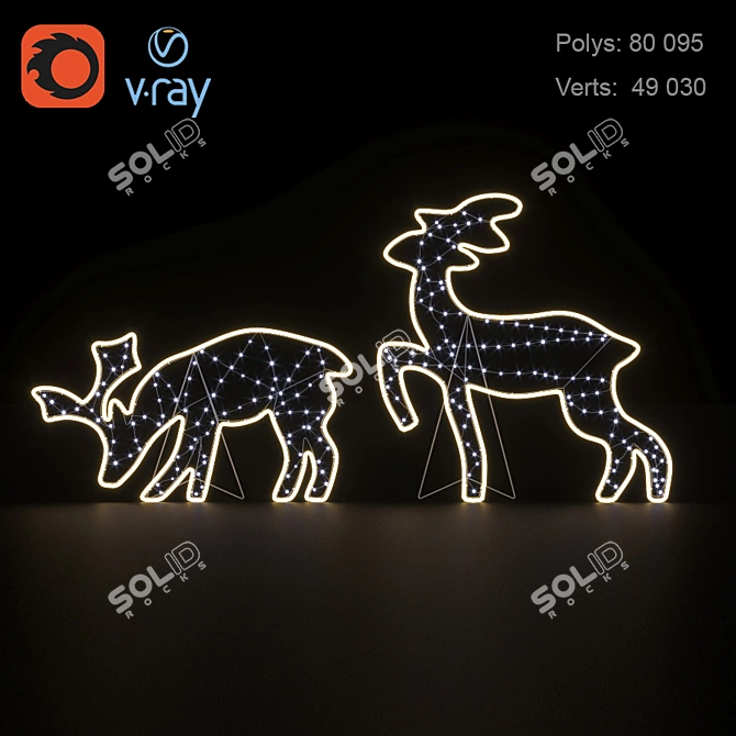  Illuminated LED Deer Figures 3D model image 6