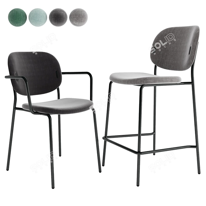 Connubia YO! Collection: Comfortable Dining Chair & Bar Stool 3D model image 1