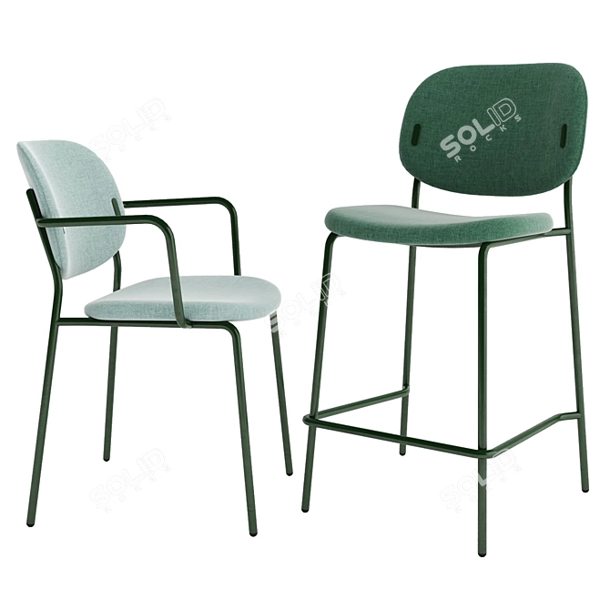 Connubia YO! Collection: Comfortable Dining Chair & Bar Stool 3D model image 2