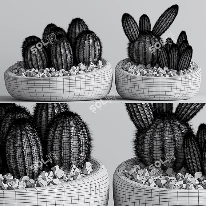 Sleek Cactus Sculpture 3D model image 4