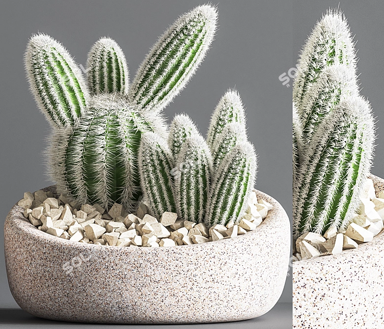 Sleek Cactus Sculpture 3D model image 5