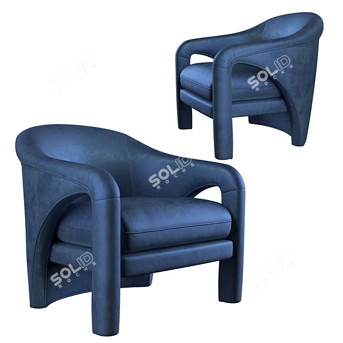 Sculptural Indigo Chairs by Vladimir Kagan 3D model image 1