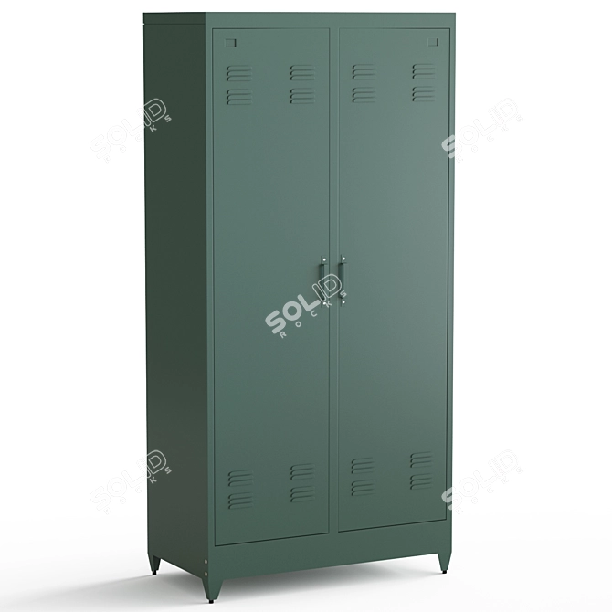 Metal Hiba Wardrobe with 2 Doors 3D model image 2