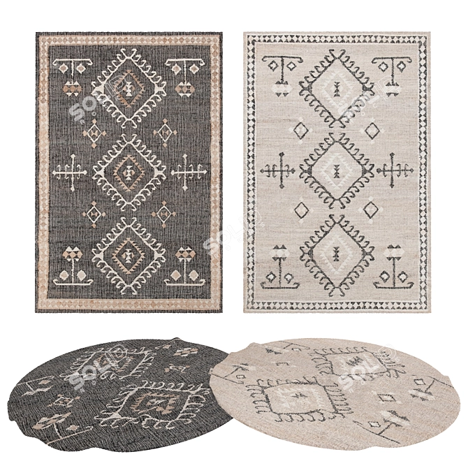 Versatile Rug Set - 8 Varying Designs 3D model image 1