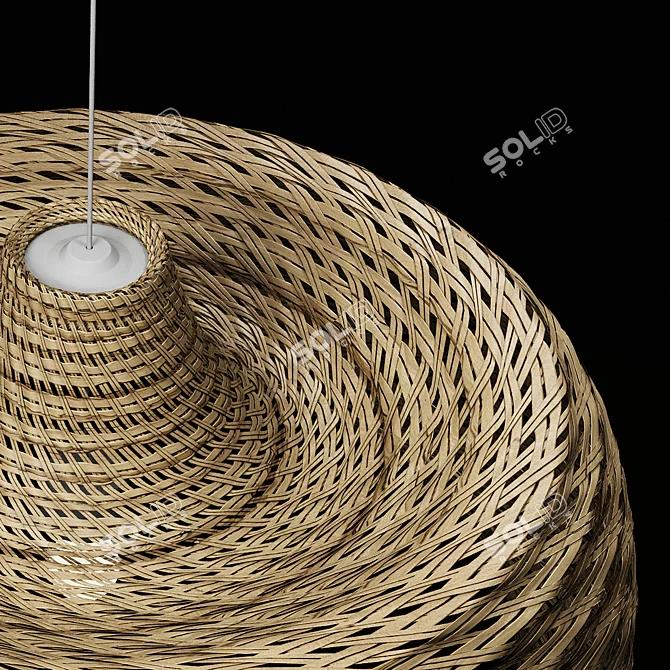 Rustic Rattan Pendant Lights Set 3D model image 4