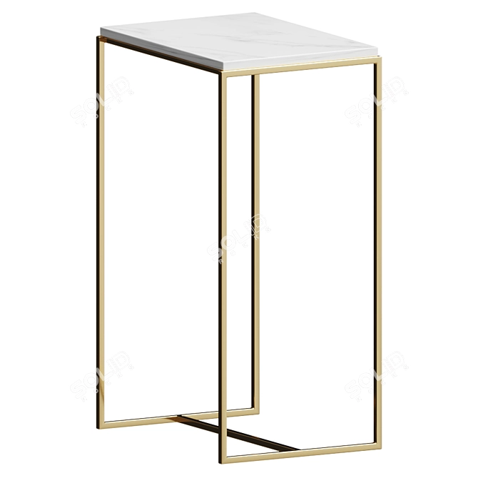 VENICE White Marble & Gilded Metal Side Table 3D model image 1