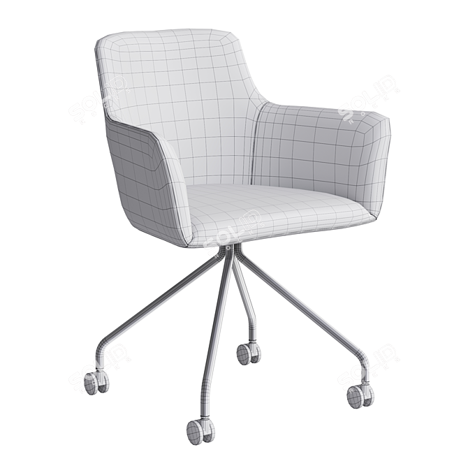 City Office Chair: Fabric & Metal Legs w/ Casters 3D model image 6