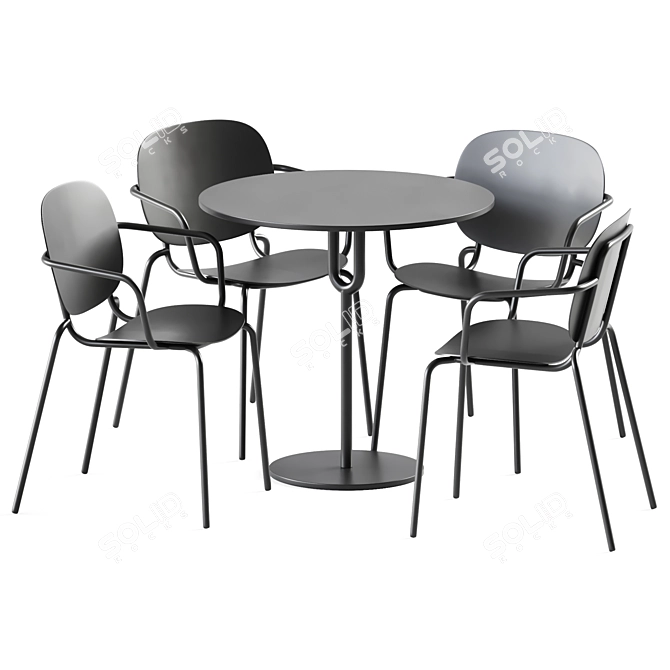 Modern Minimalist Set: Piper Pedestal Table & Si-Si 2 Chair 3D model image 1