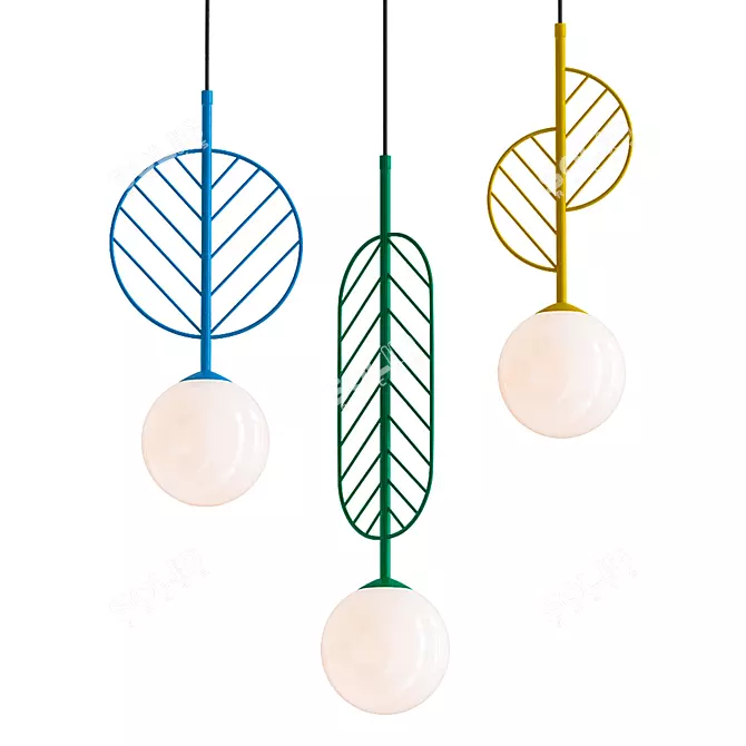 Sleek Nordic Pendant Lamp 3D model image 1