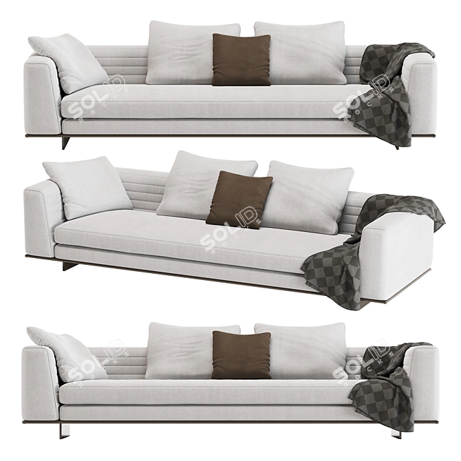 Sleek Minotti Roger Low Sofa 3D model image 2