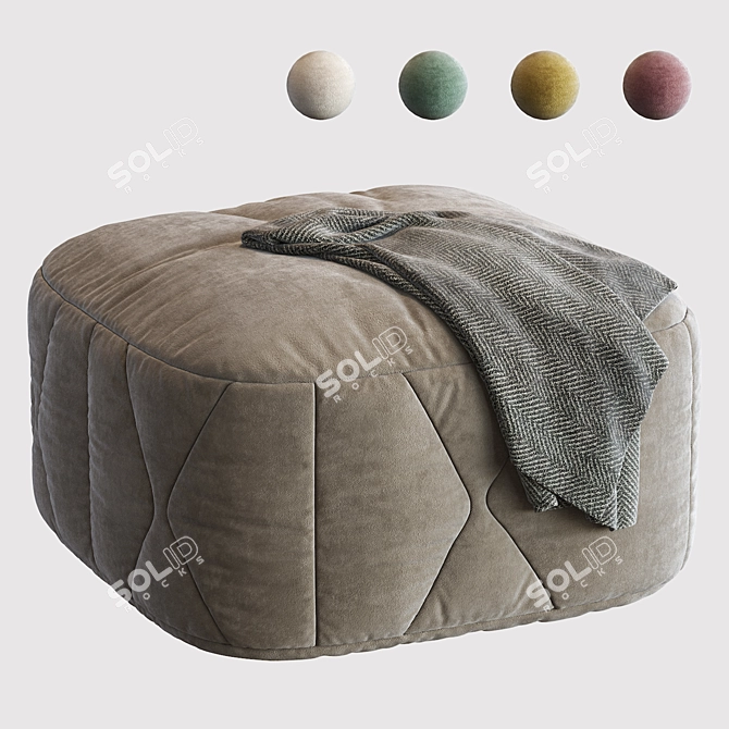 Luxury Italian Pouf: Ulivi Salotti 3D model image 1