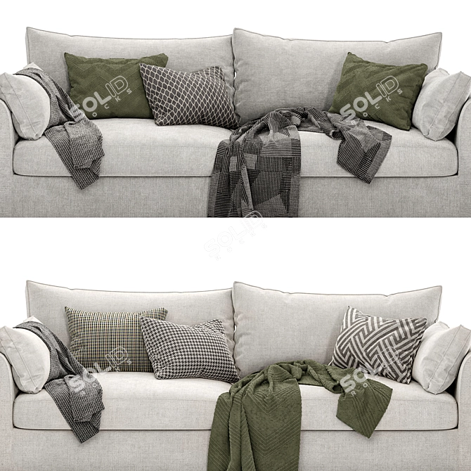 Elegant Ashlee 3.5-Seat Sofa 3D model image 2