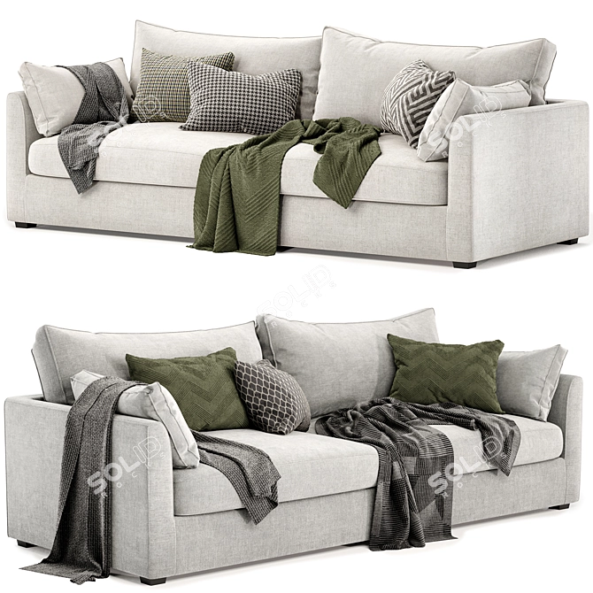 Elegant Ashlee 3.5-Seat Sofa 3D model image 3
