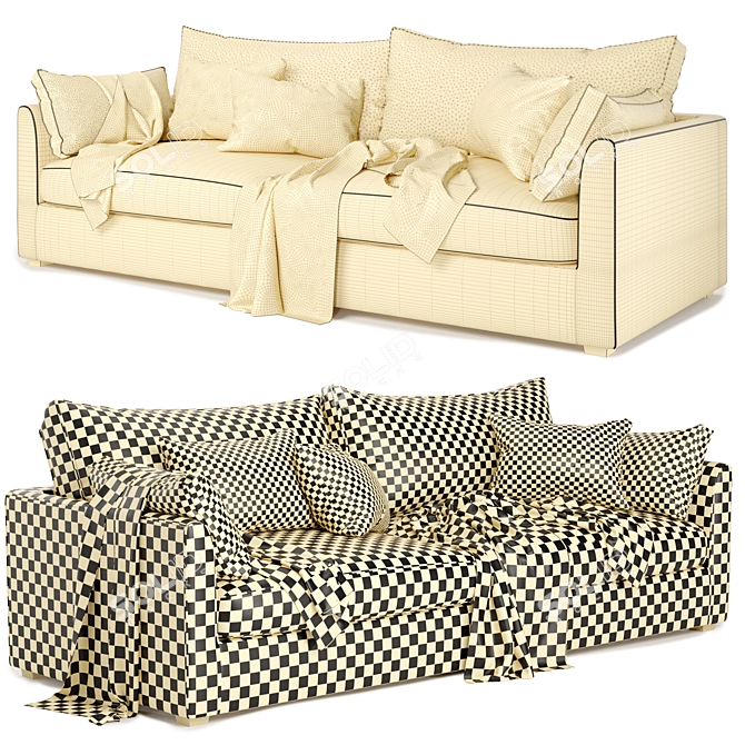 Elegant Ashlee 3.5-Seat Sofa 3D model image 4